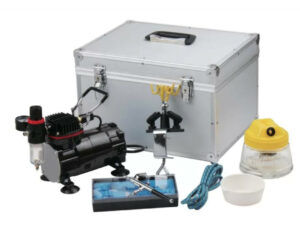 Kit Mini compresseur + Aérographe Ecar AB130 + accessoires dans mallette aluminium ECAR AK-100